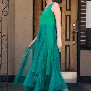 Kate Hewko Ruffle Tulle slip dress in green. Worn once!
